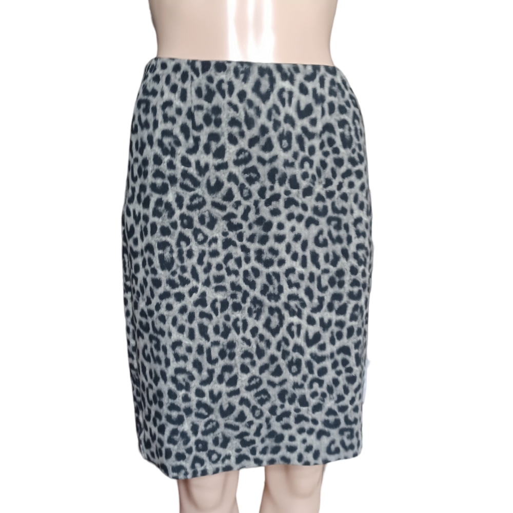 CAbi Womens Brown Black Leopard Animal Print Pencil Skirt Knee Length Size 0